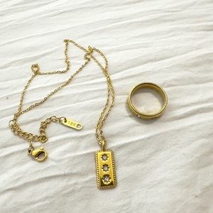 Necklace + ring set stainless steel gold plated 18K
